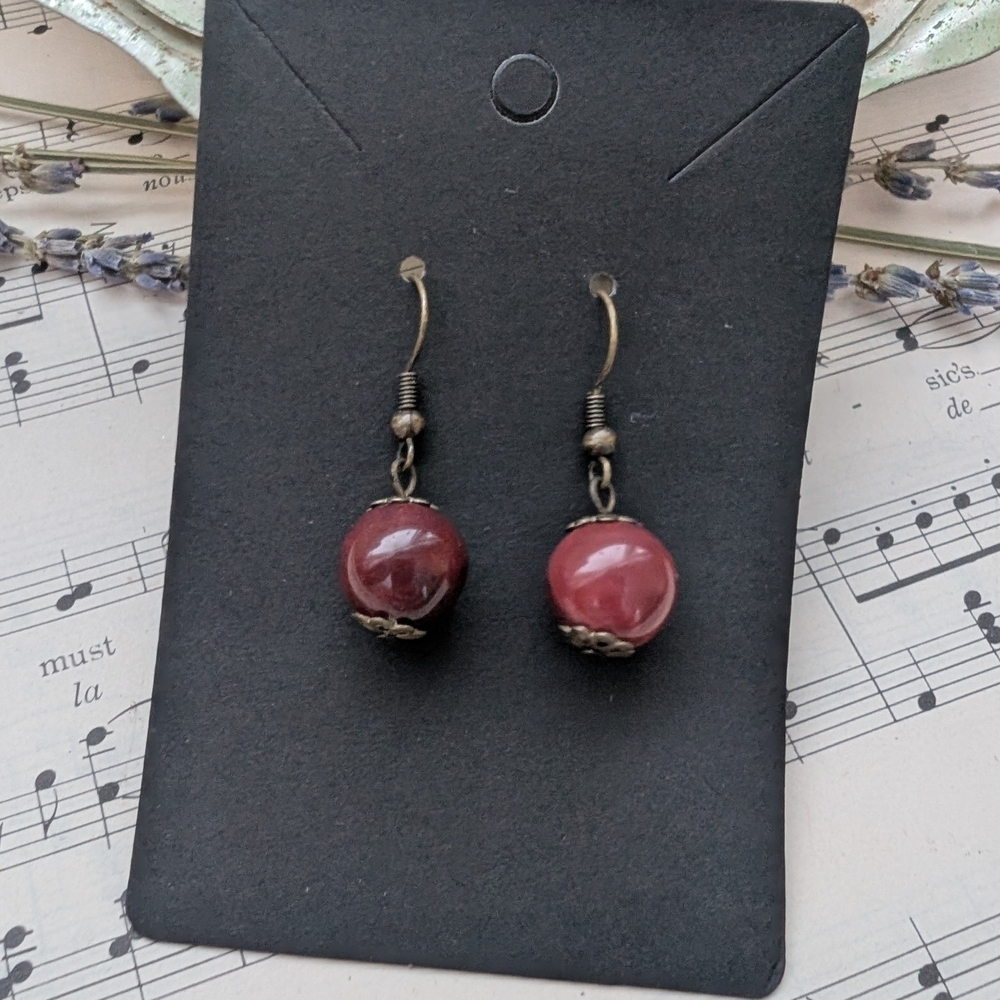 Elegant Red Beaded Earrings